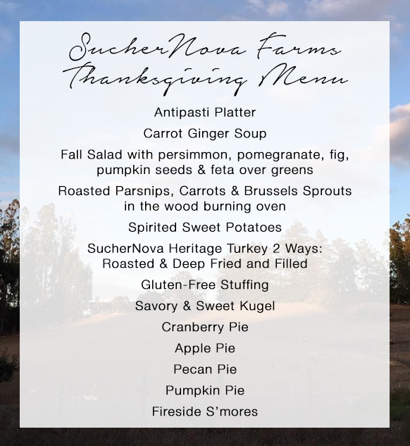 Thanksgiving Menu SucherNova Farms