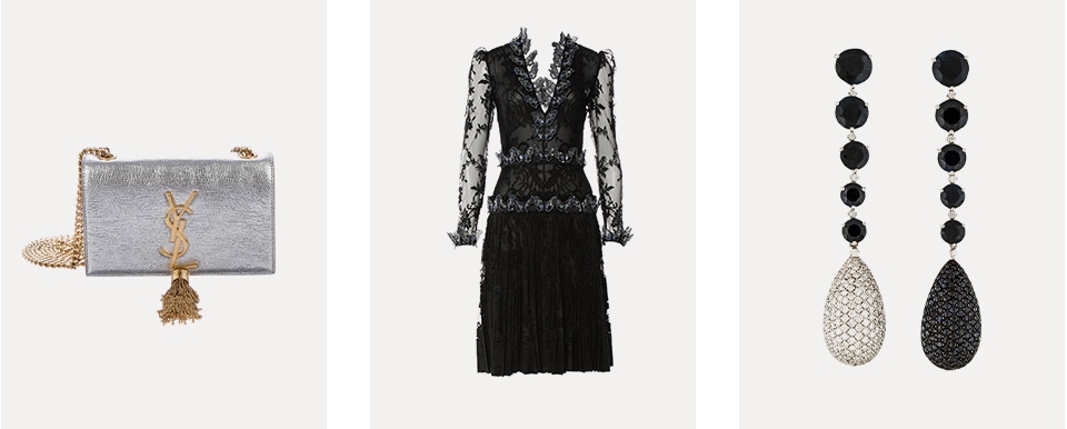 Saint Laurent Bag, Alexander McQueen Dress, Gavello Earrings